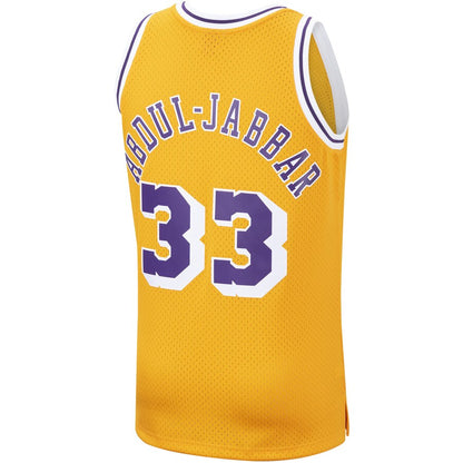 Men's Los Angeles Lakers Kareem Abdul-Jabbar Mitchell & Ness Gold 1984-85 Hardwood Classics Swingman Jersey